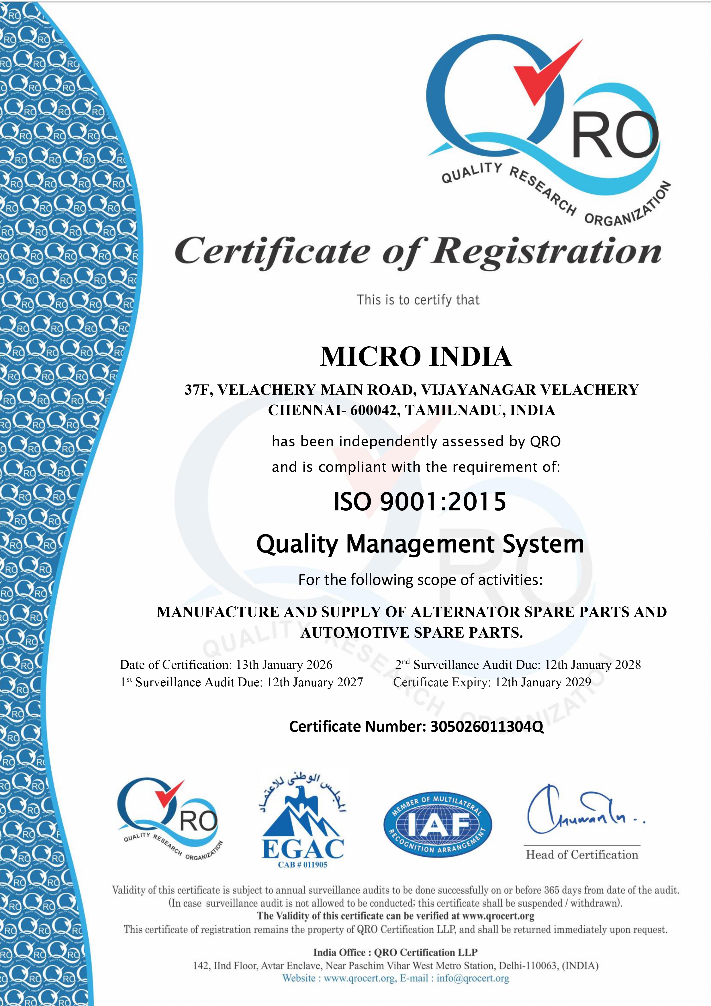 ISO 9001:2015 Certificate